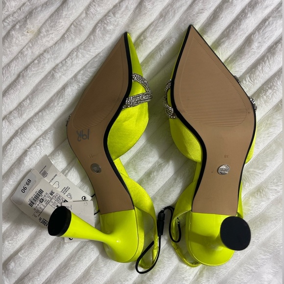 Zara Neon Satin Effect Rhinestone Heels - Picture 6 of 7